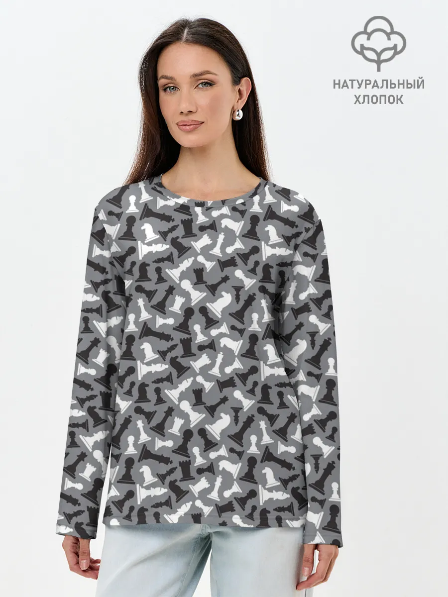 Лонгслив женский. Хлопок / Шахматист