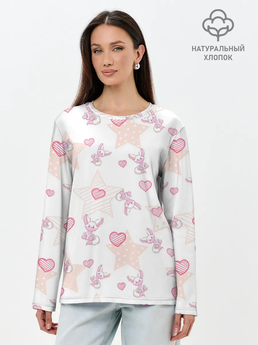 Лонгслив женский. Хлопок / Лисички