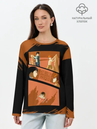 Лонгслив женский. Хлопок / Противостояние Хината и Кагеяма | Haikyuu!!