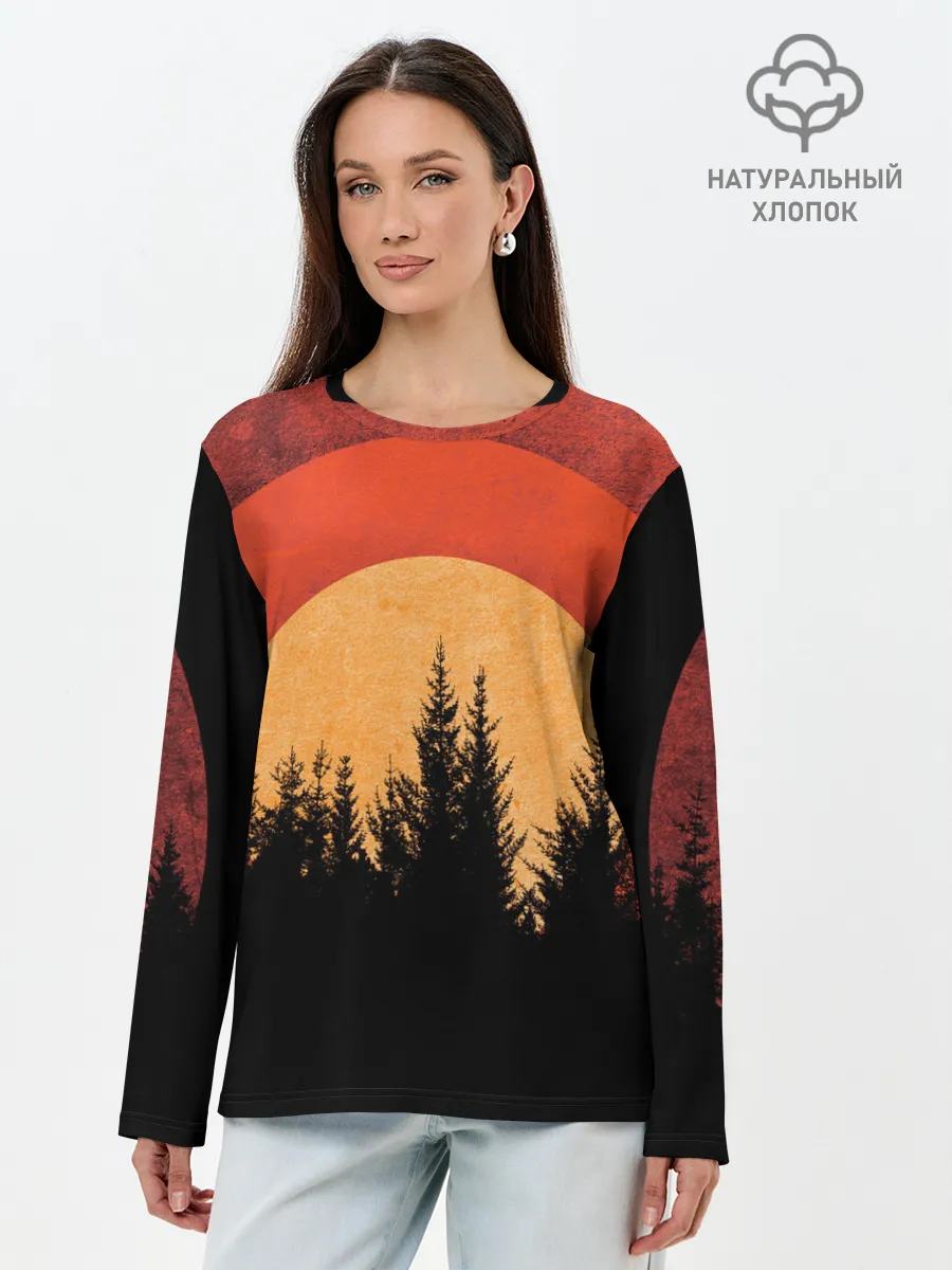 Лонгслив женский. Хлопок / ЛЕСНИК 3D