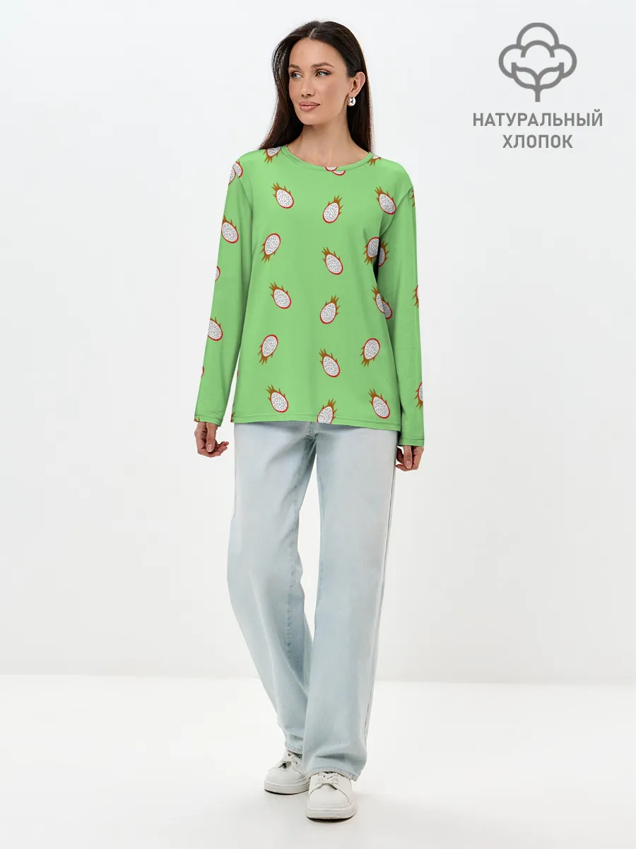 Лонгслив женский. Хлопок / Драконий фрукт