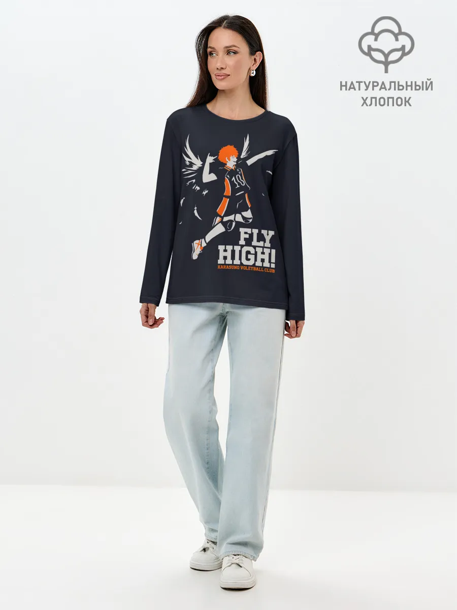 Лонгслив женский. Хлопок / fly high! Шоё Хината Haikyuu!!