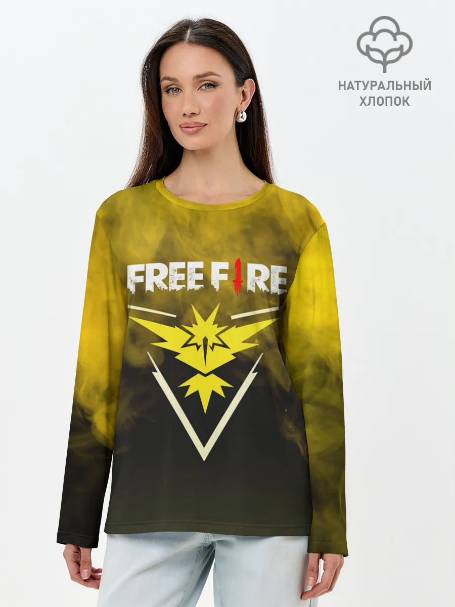 Лонгслив женский. Хлопок / FREEFIRE | YELLOW SMOKE