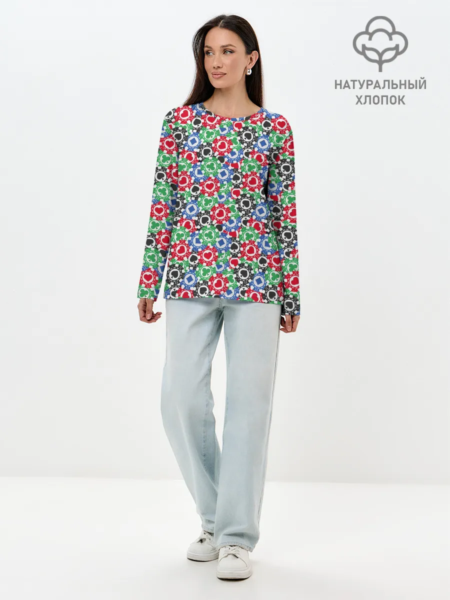 Лонгслив женский. Хлопок / Фишки
