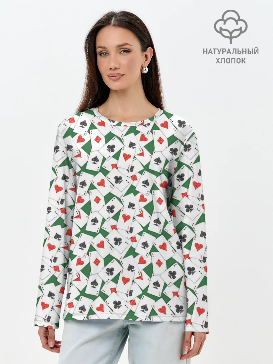Лонгслив женский. Хлопок / Тузы
