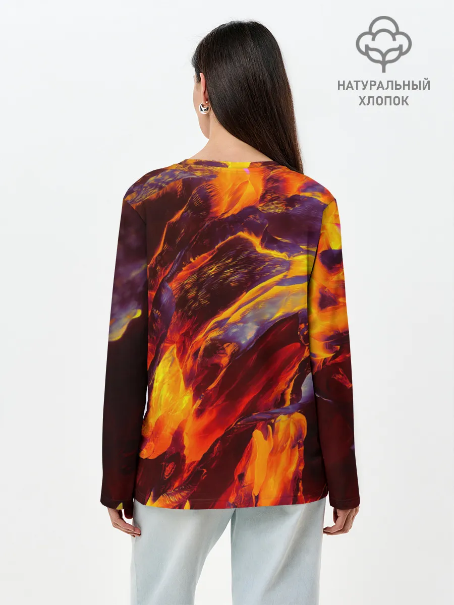 Лонгслив женский. Хлопок / ОГНЕННЫЙ ГРАНЖ | FIRE GRUNGE