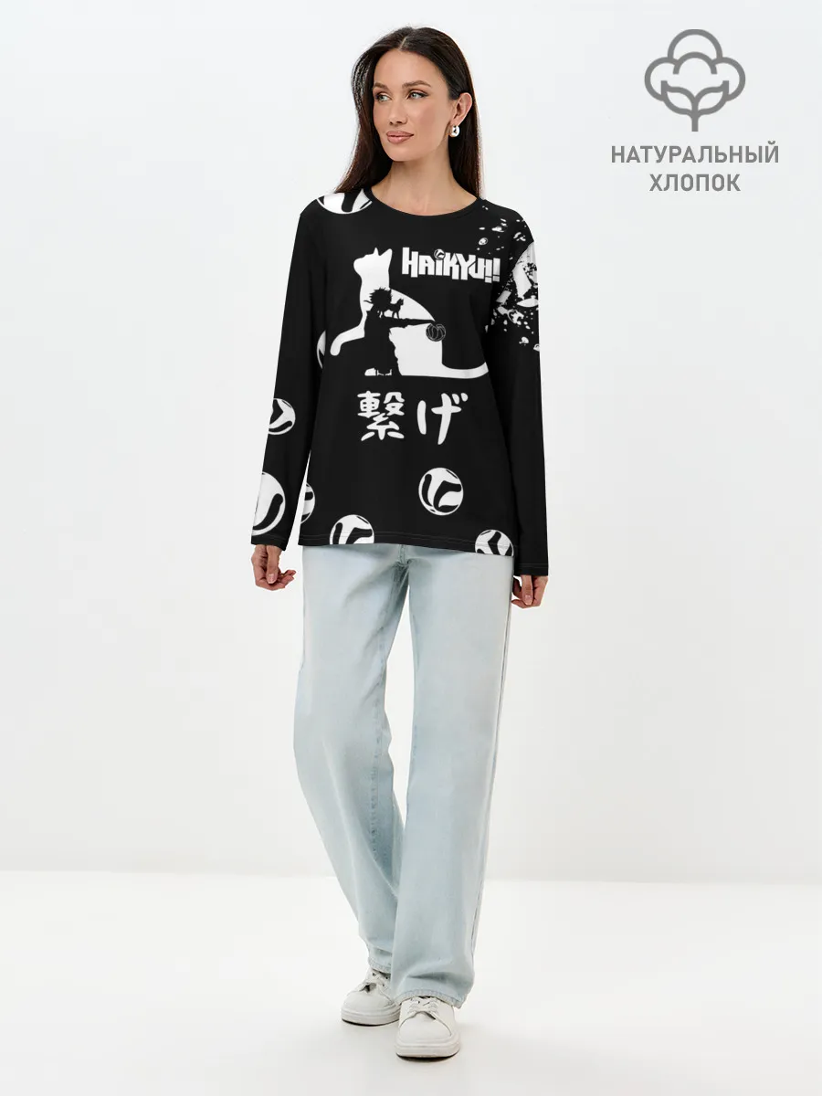 Лонгслив женский. Хлопок / Старшая Некома коты Haikyuu!!