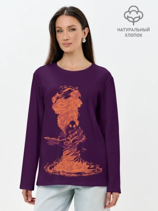Лонгслив женский. Хлопок / Pyro in fire