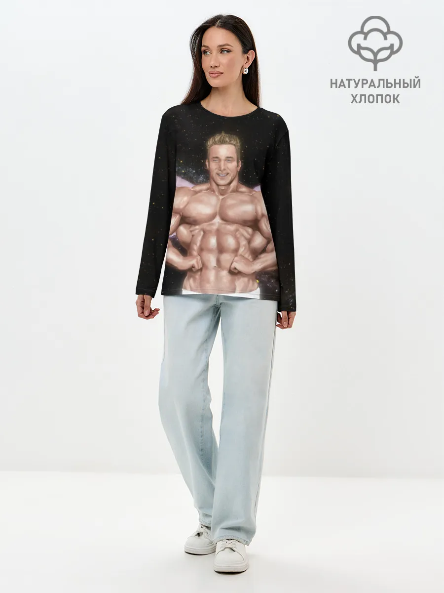 Лонгслив женский. Хлопок / Billy Space Aquarell