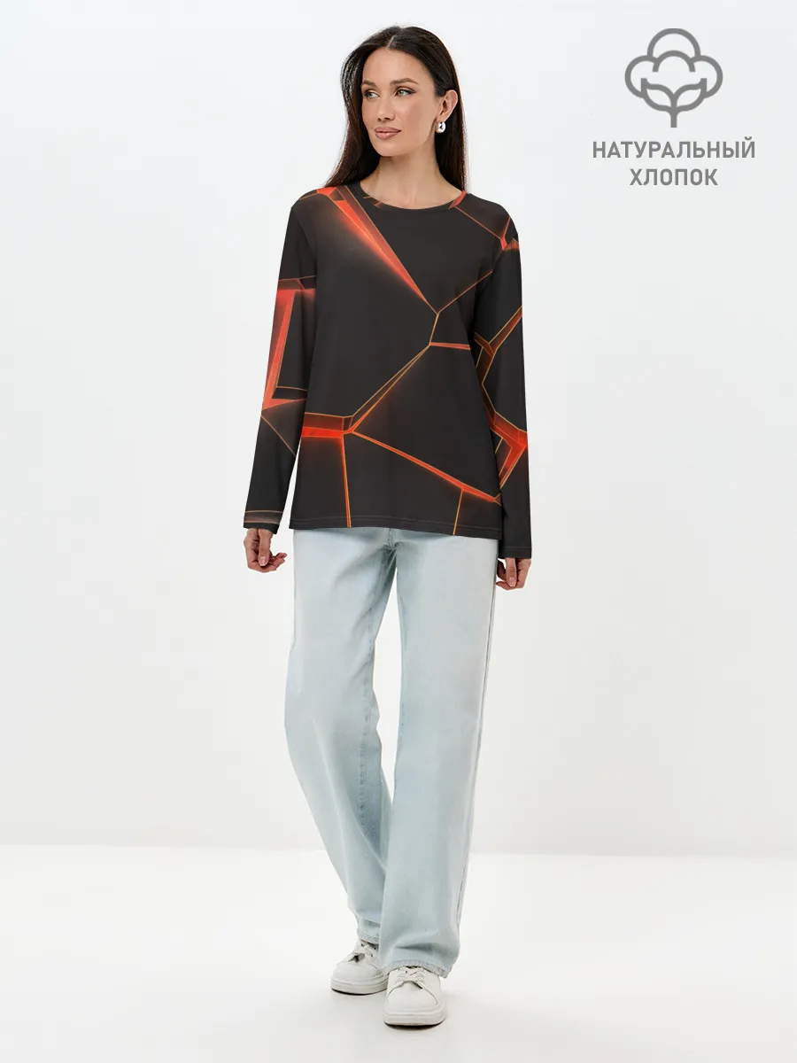 Лонгслив женский. Хлопок / Лава 3D