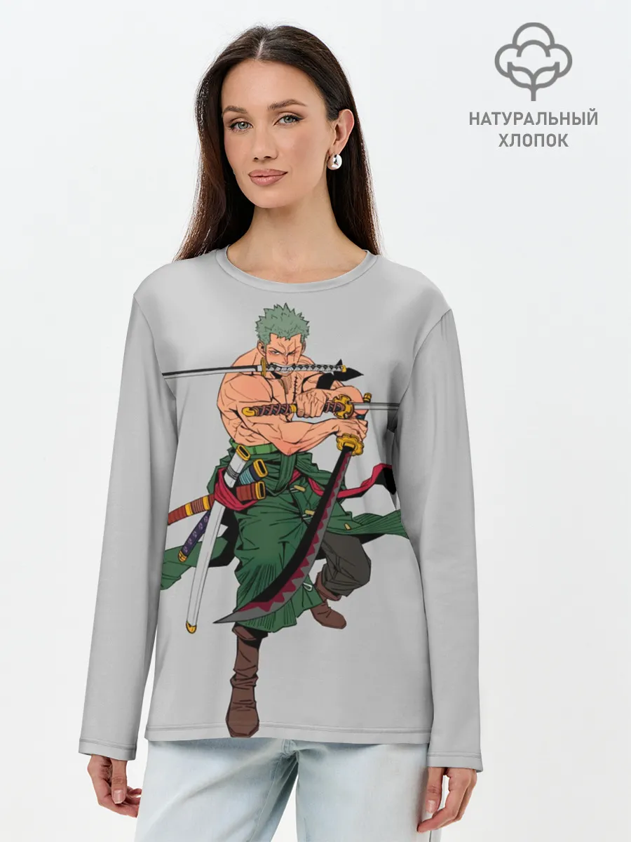 Лонгслив женский. Хлопок / Арт Ророноа Зоро, One Piece