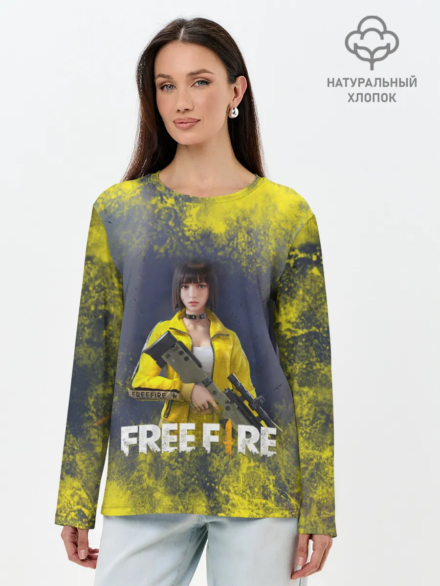Лонгслив женский. Хлопок / GARENA FREEFIRE | БАТЛГРАУНД
