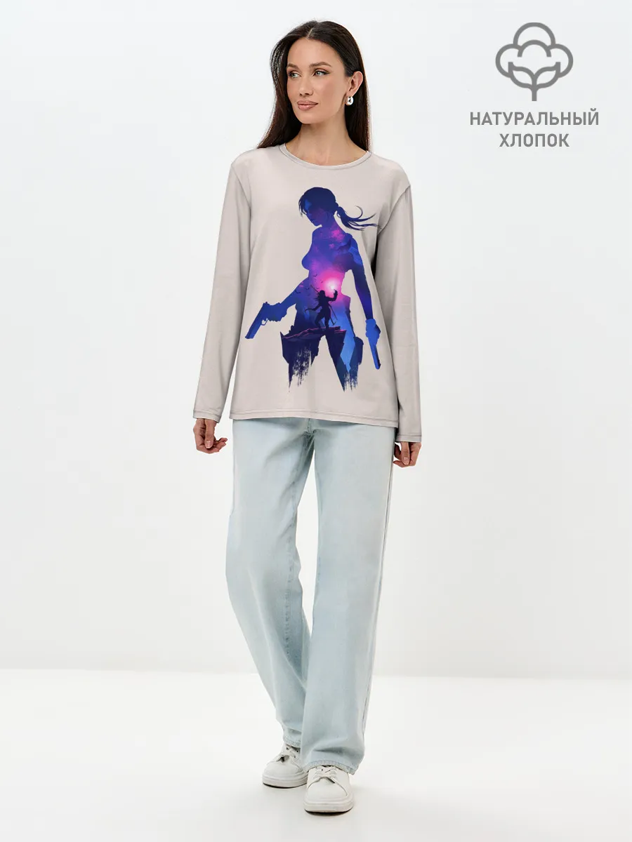 Лонгслив женский. Хлопок / Лара с оружием