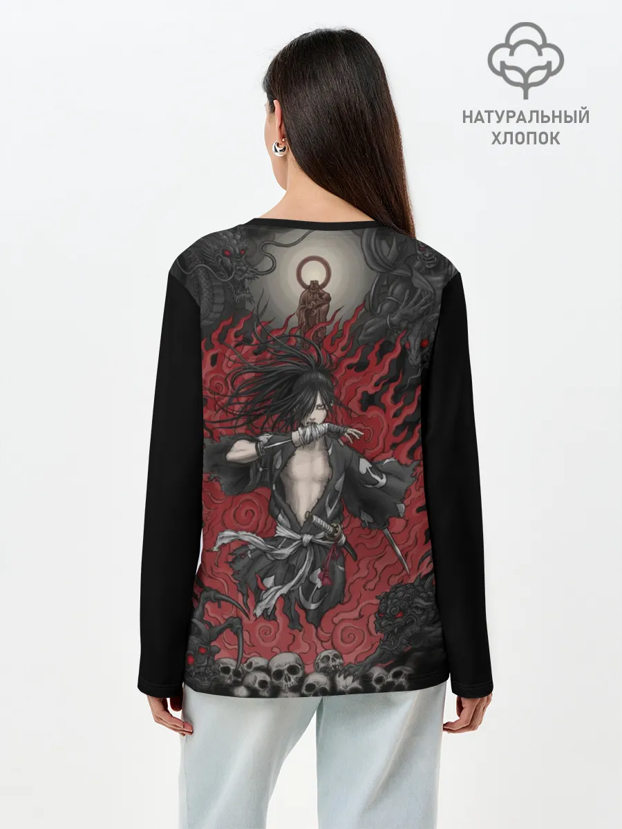 Лонгслив женский. Хлопок / ХЯККИМАРУ В ОГНЕ | ДОРОРО