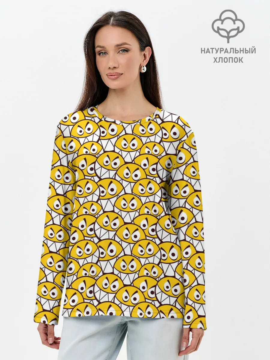 Лонгслив женский. Хлопок / Злые Смайлы