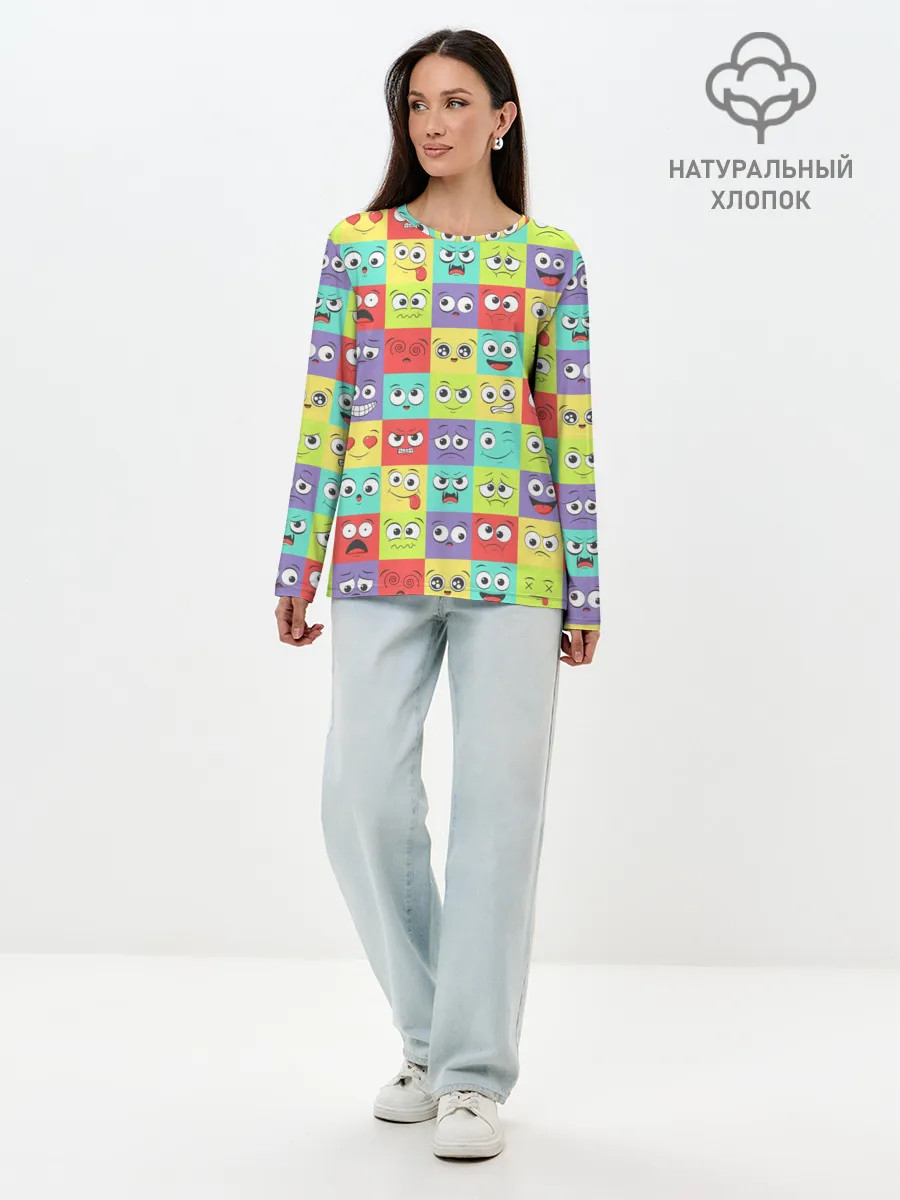 Лонгслив женский. Хлопок / Эмоции