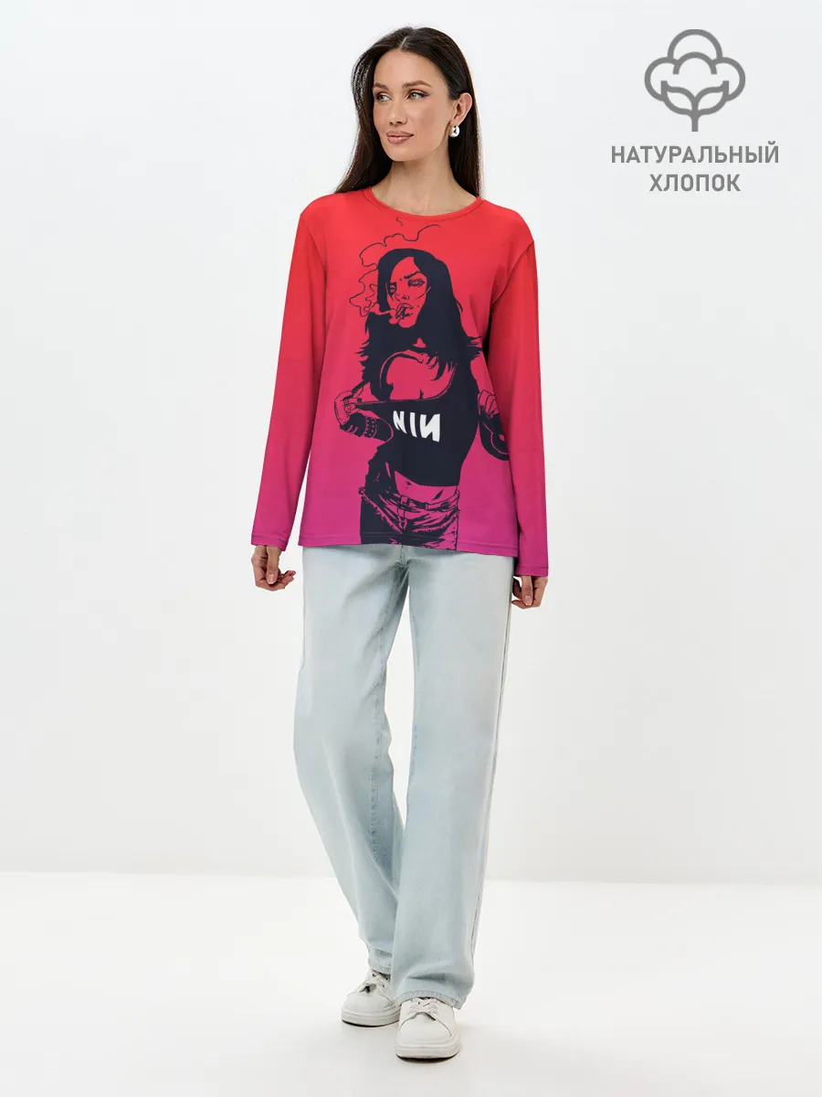 Лонгслив женский. Хлопок / Фанатка NIN