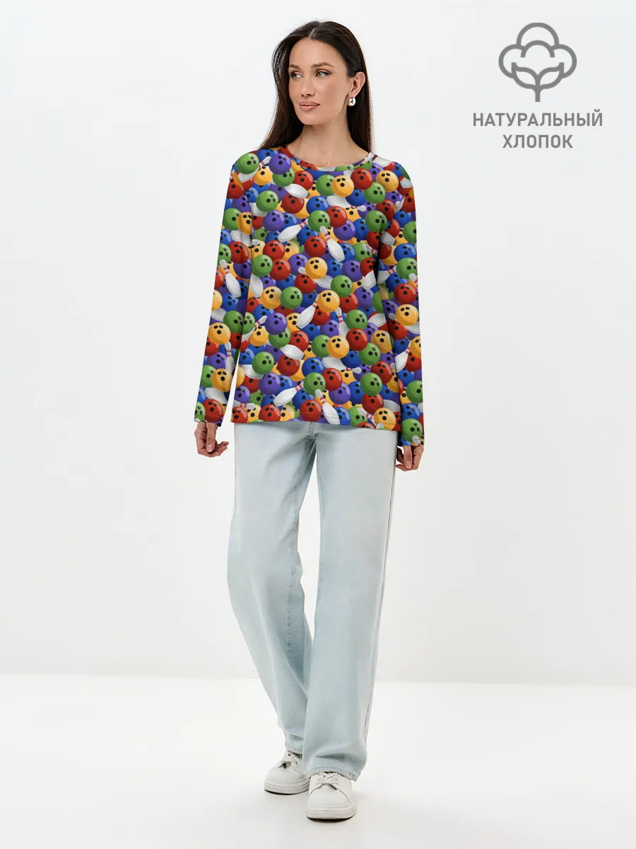 Лонгслив женский. Хлопок / Боулинг