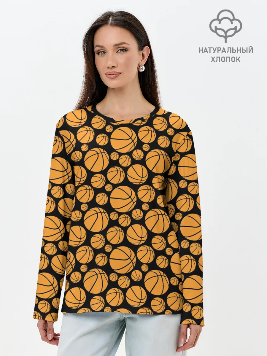 Лонгслив женский. Хлопок / Баскетбольные Мячи