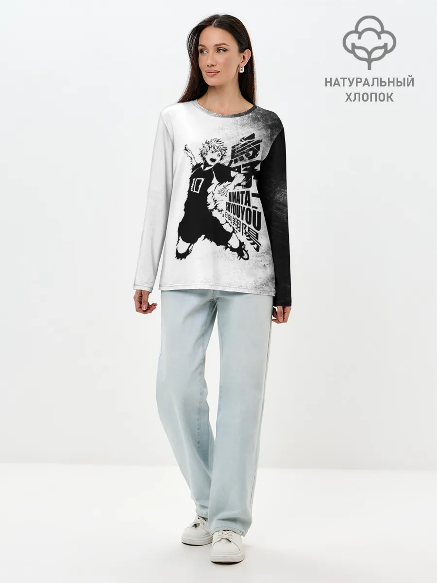 Лонгслив женский. Хлопок / Шоё Хината удар сверху Haikyuu!!