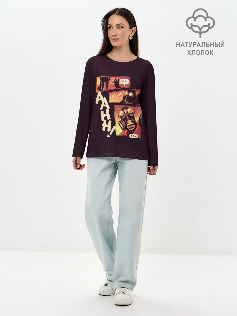 Лонгслив женский. Хлопок / Пиро за работой