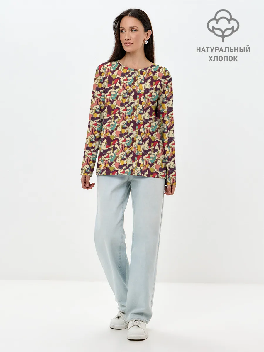 Лонгслив женский. Хлопок / Марафон