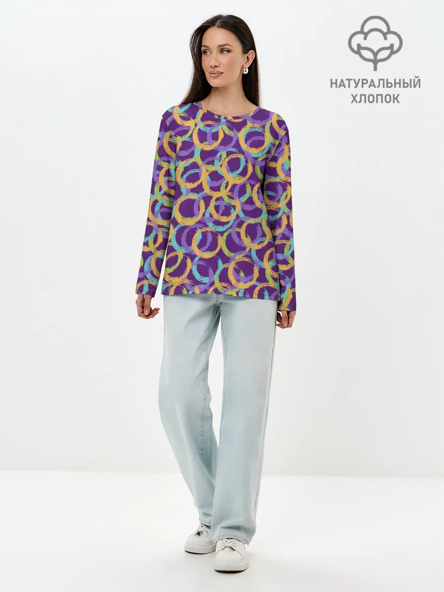 Лонгслив женский. Хлопок / Абстракция