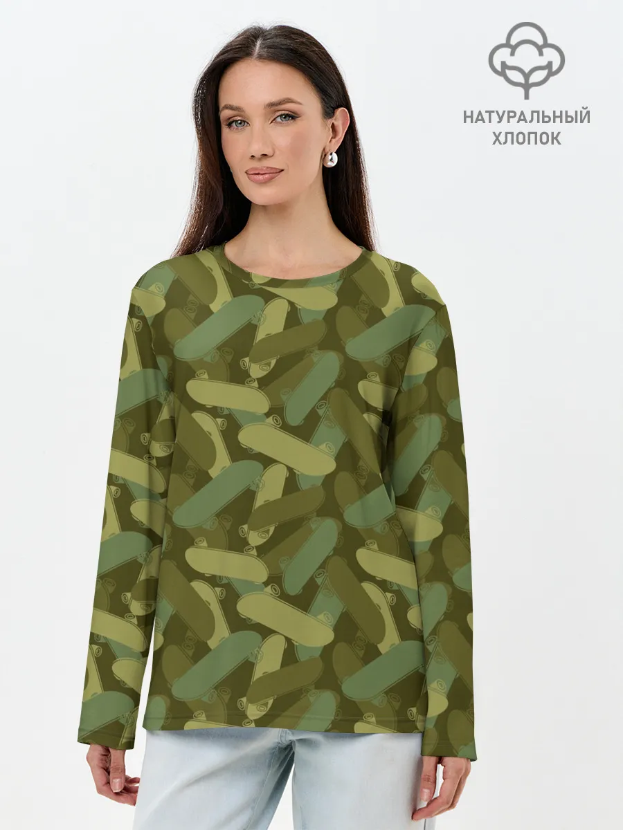 Лонгслив женский. Хлопок / Скейтборды