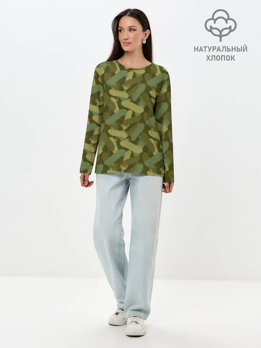 Лонгслив женский. Хлопок / Скейтборды