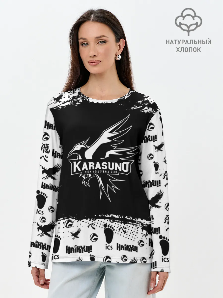 Лонгслив женский. Хлопок / Старшая школа Карасуно