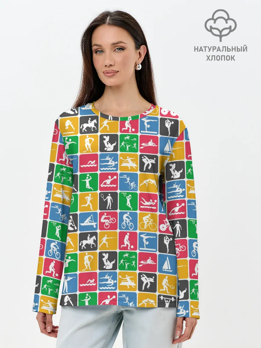 Лонгслив женский. Хлопок / СПОРТ