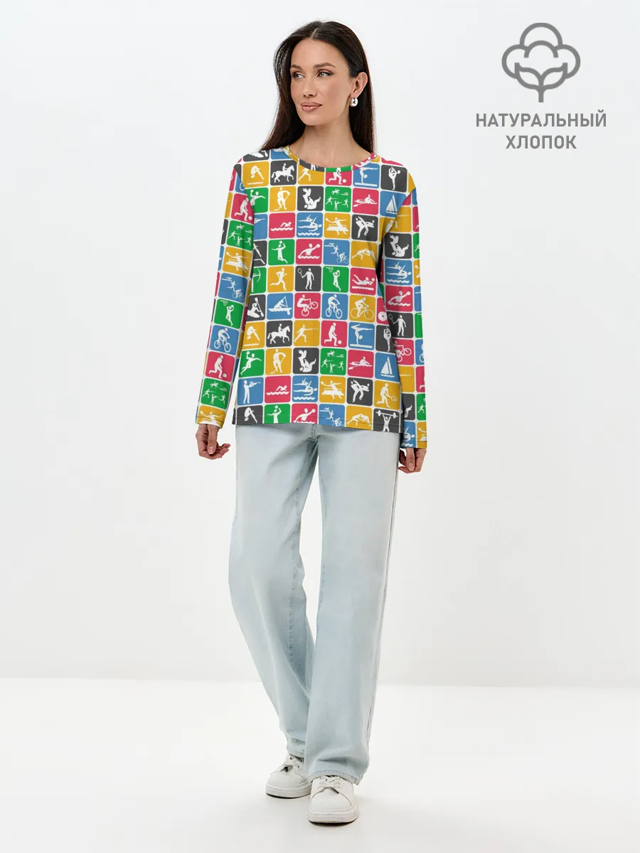 Лонгслив женский. Хлопок / СПОРТ
