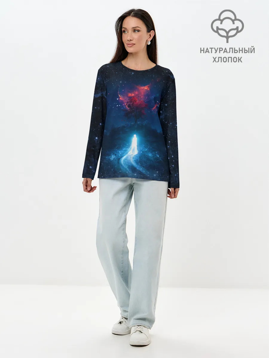 Лонгслив женский. Хлопок / Душа идущая в космос | Soul space