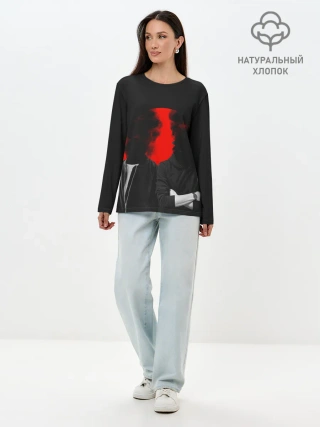 Лонгслив женский. Хлопок / Дымится голова