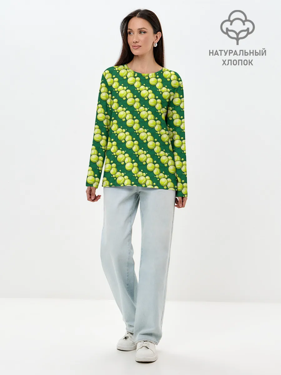 Лонгслив женский. Хлопок / Теннисные Мячики