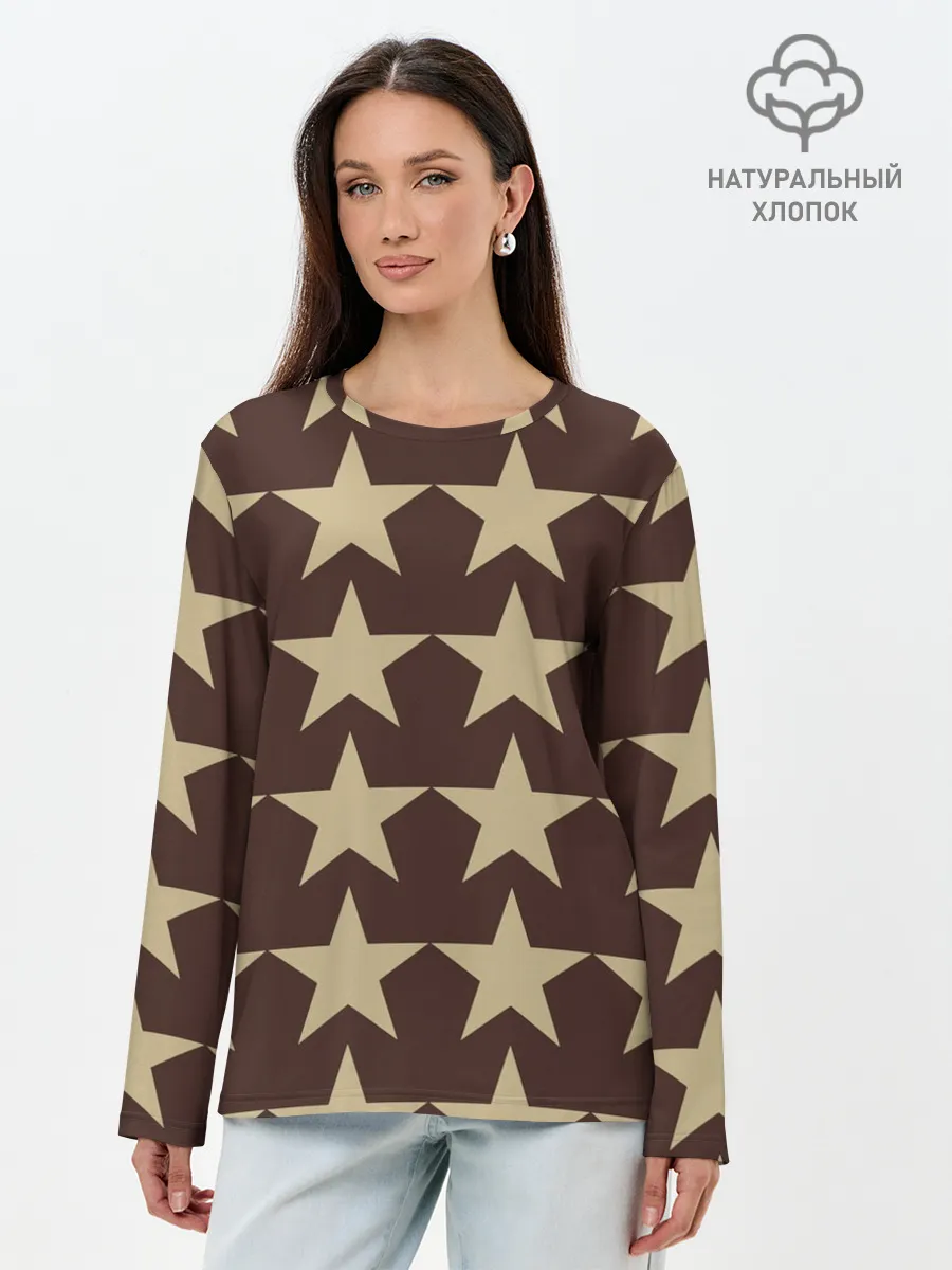 Лонгслив женский. Хлопок / Шампанские звёзды