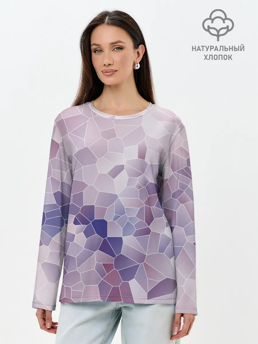 Лонгслив женский. Хлопок / Узор Мозаика