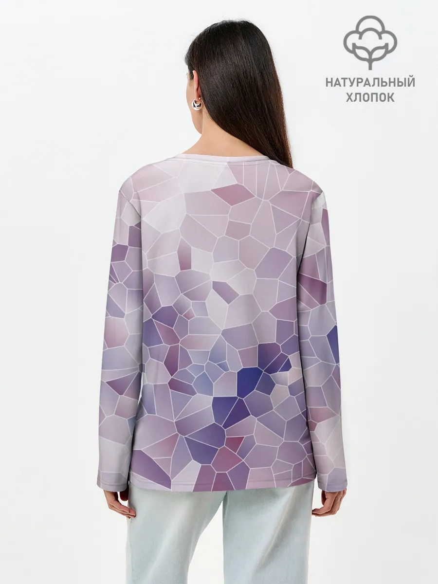 Лонгслив женский. Хлопок / Узор Мозаика