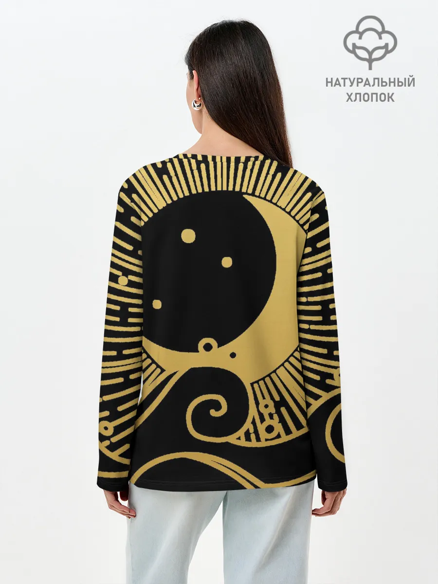 Лонгслив женский. Хлопок / Море