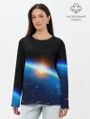 Лонгслив женский. Хлопок / КОСМИЧЕСКИЙ РАССВЕТ 3D