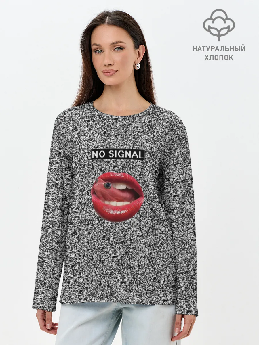 Лонгслив женский. Хлопок / Губы