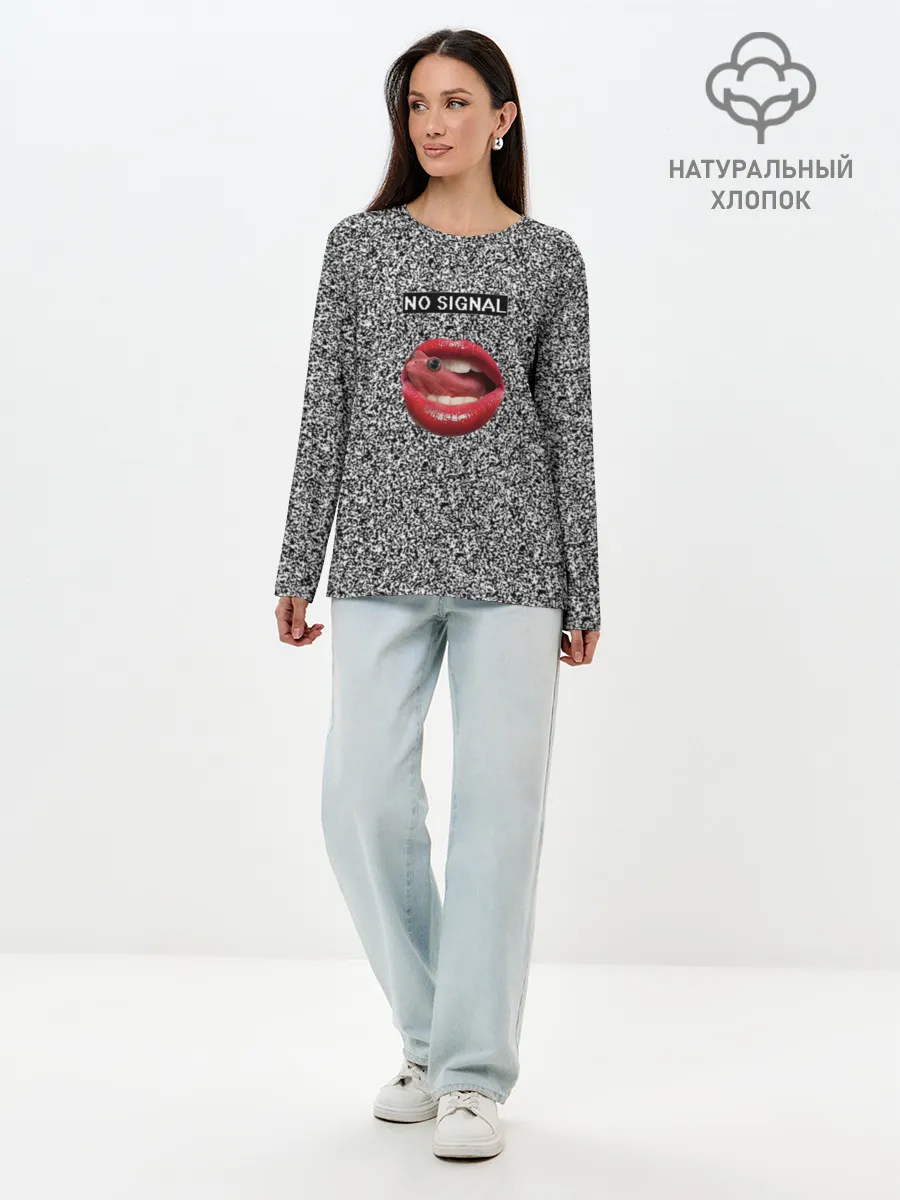 Лонгслив женский. Хлопок / Губы