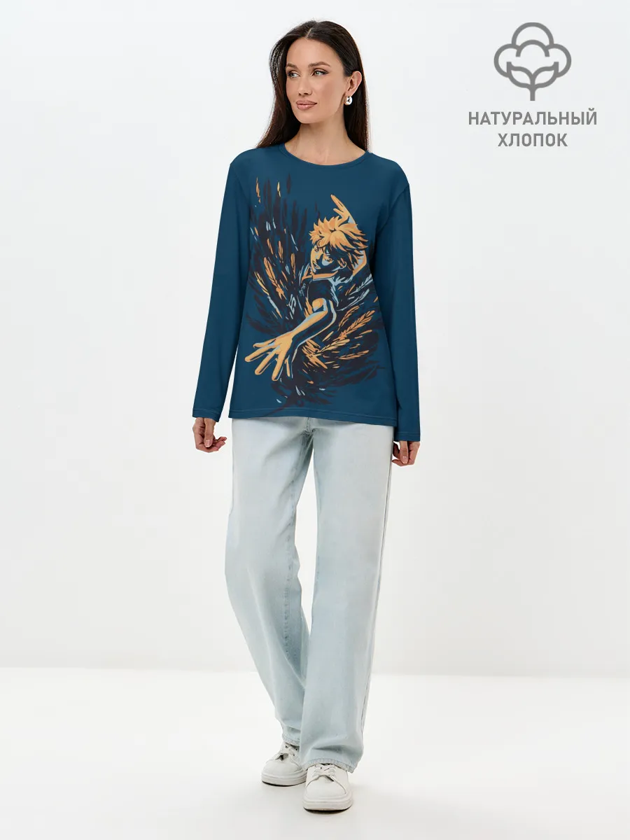 Лонгслив женский. Хлопок / ХИНАТА | ВОЛЕЙБОЛ