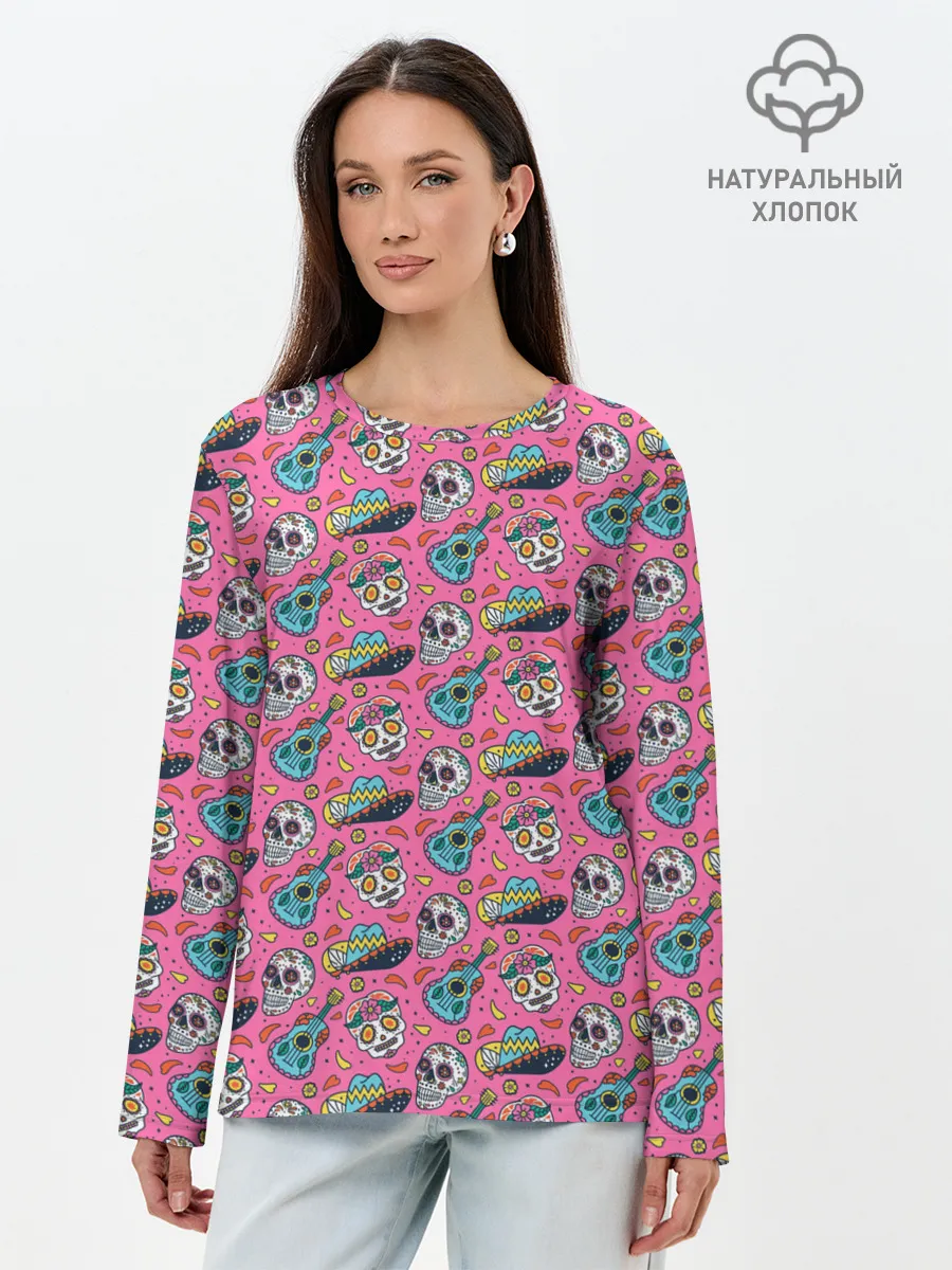 Лонгслив женский. Хлопок / День мертвых