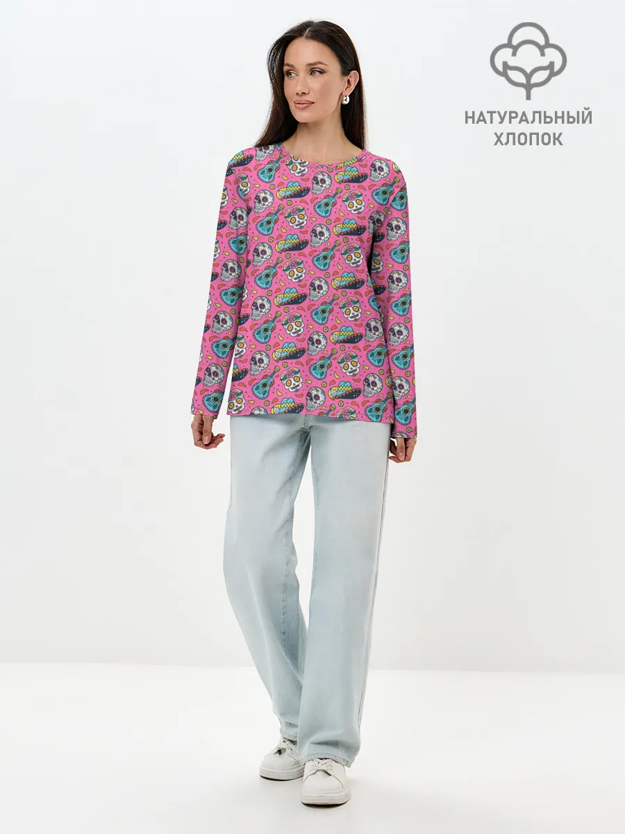 Лонгслив женский. Хлопок / День мертвых