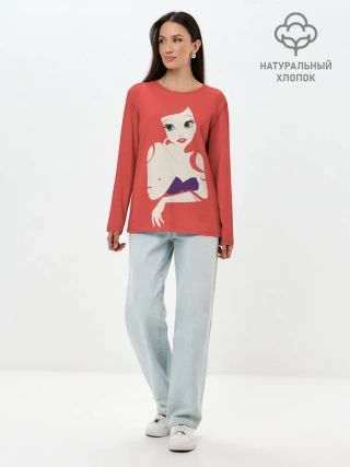 Лонгслив женский. Хлопок / Ariel the Mermaid