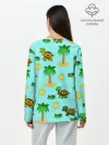Лонгслив женский. Хлопок / черепашки и пальмы