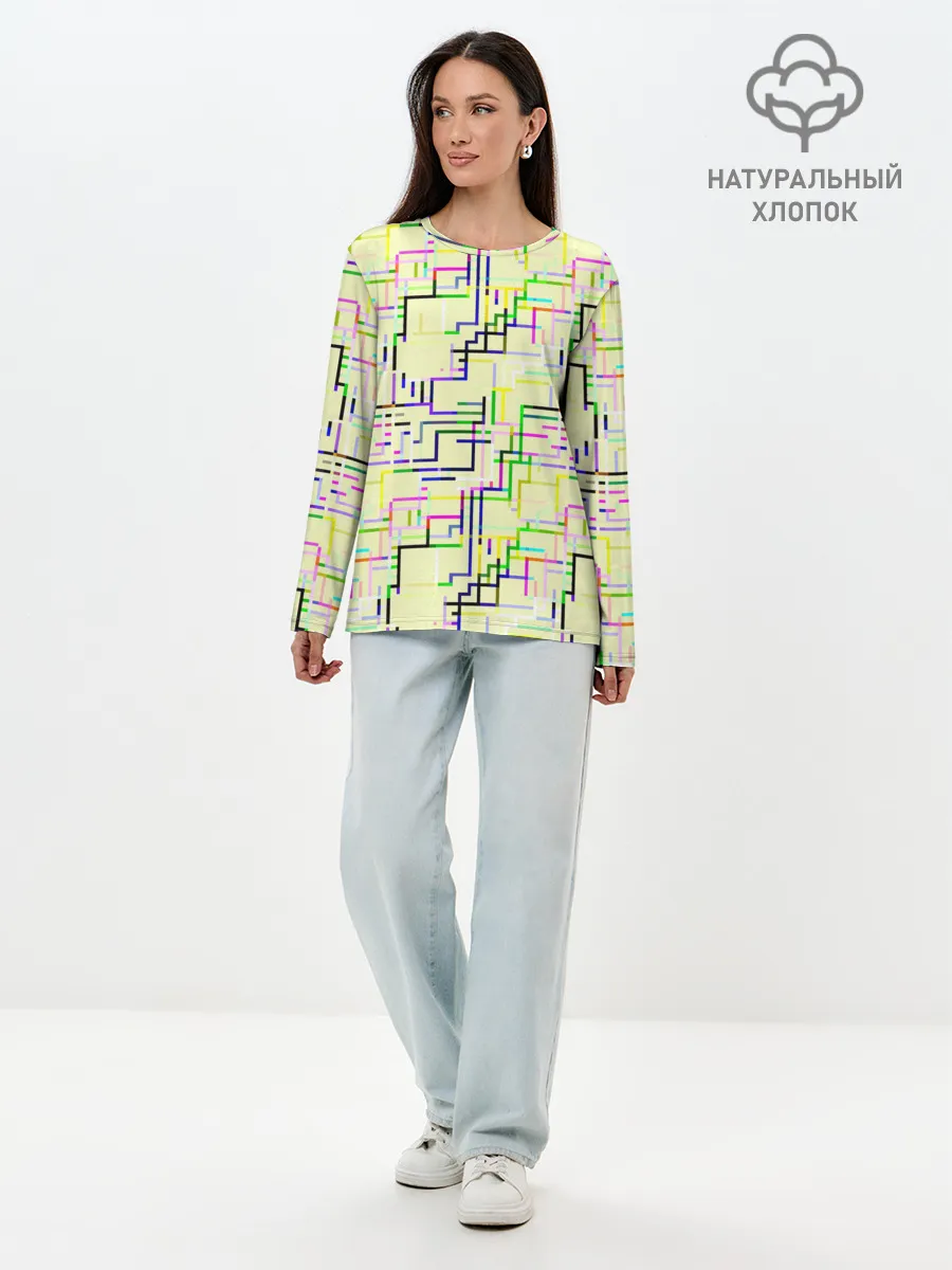 Лонгслив женский. Хлопок / Geometric Color