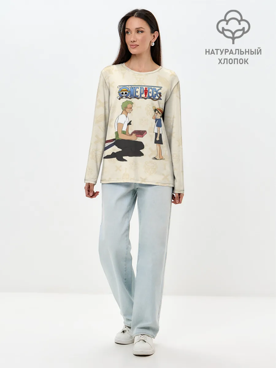 Лонгслив женский. Хлопок / Ророноа Зоро и малыш Манки Д. Луффи