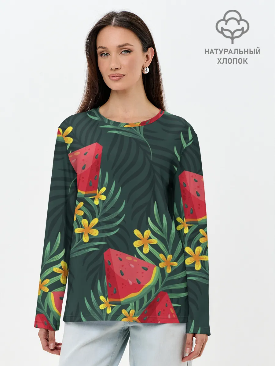 Лонгслив женский. Хлопок / Арзуб и папоротник